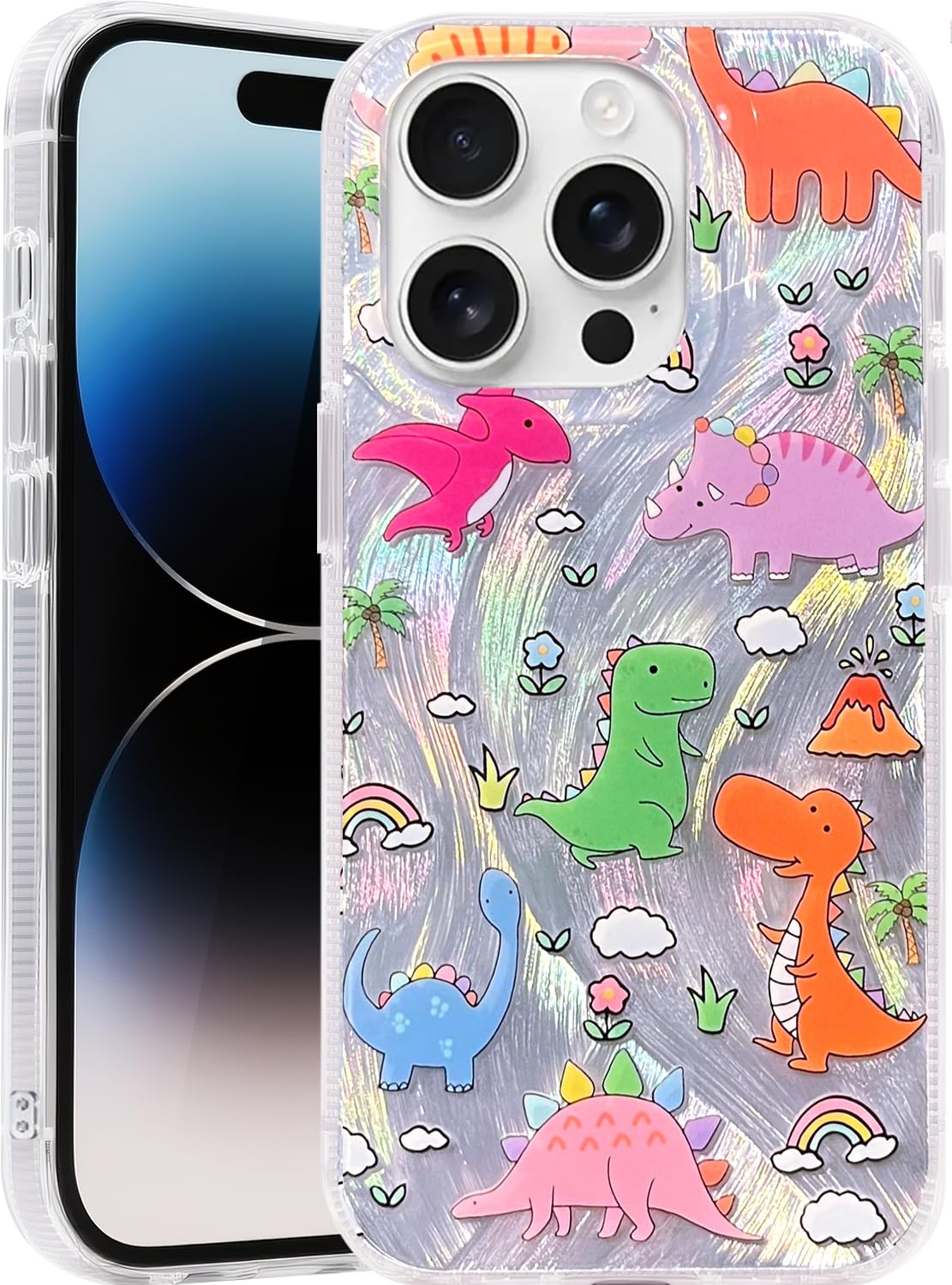 Compatible with iPhone 17 Case,with [Soft Slim][Camera Protection] Cute Fishing Cats Shiny Aesthetic Phone Cover Anti-Yellowing Shockproof Protective Cover for Women Girl