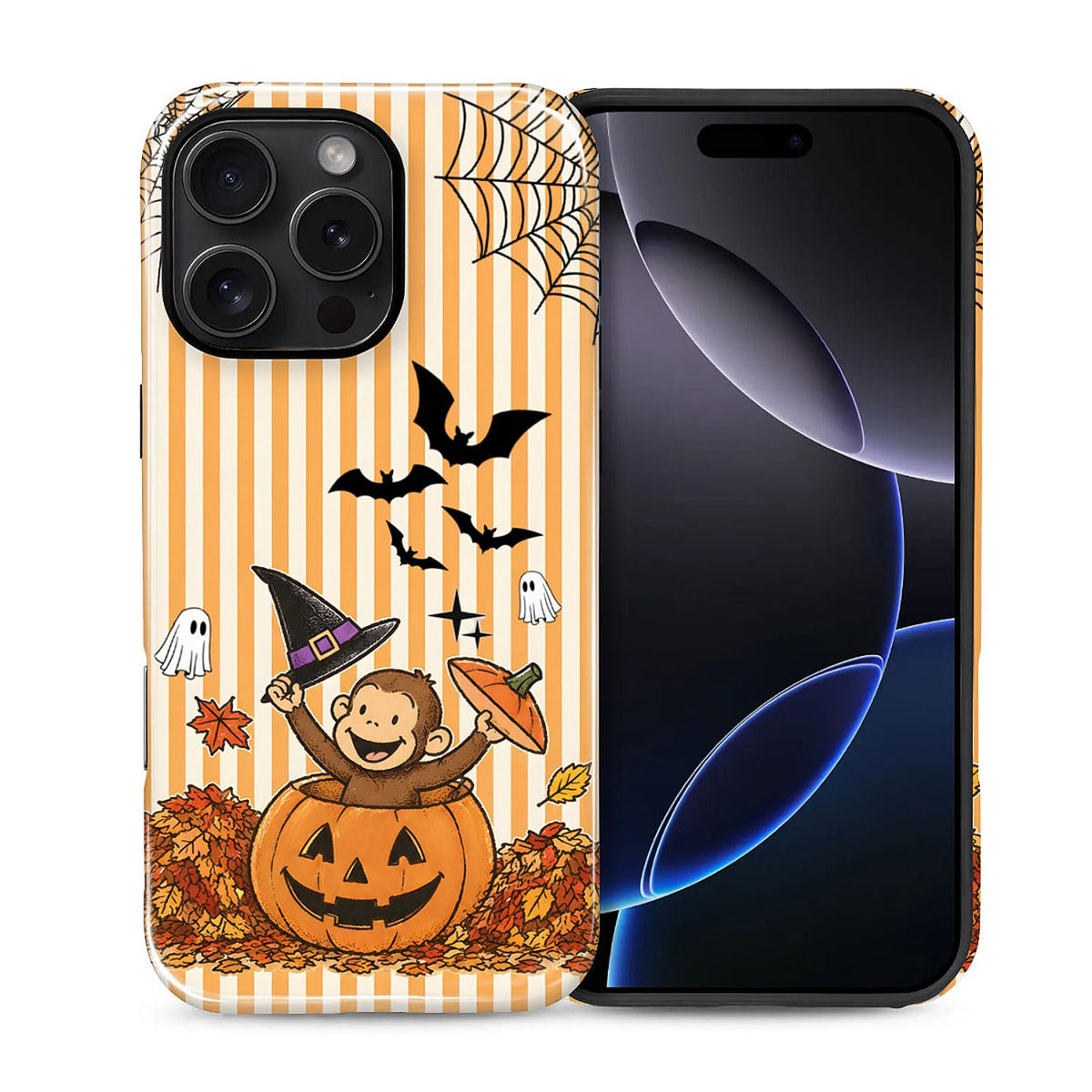 for iPhone 13/14 Case,Hybrid 2-Layer Hard Shell + Silicone Protective Case -Resistant Shockproof- A Naughty Cat with Blue Stripes Eating Fish