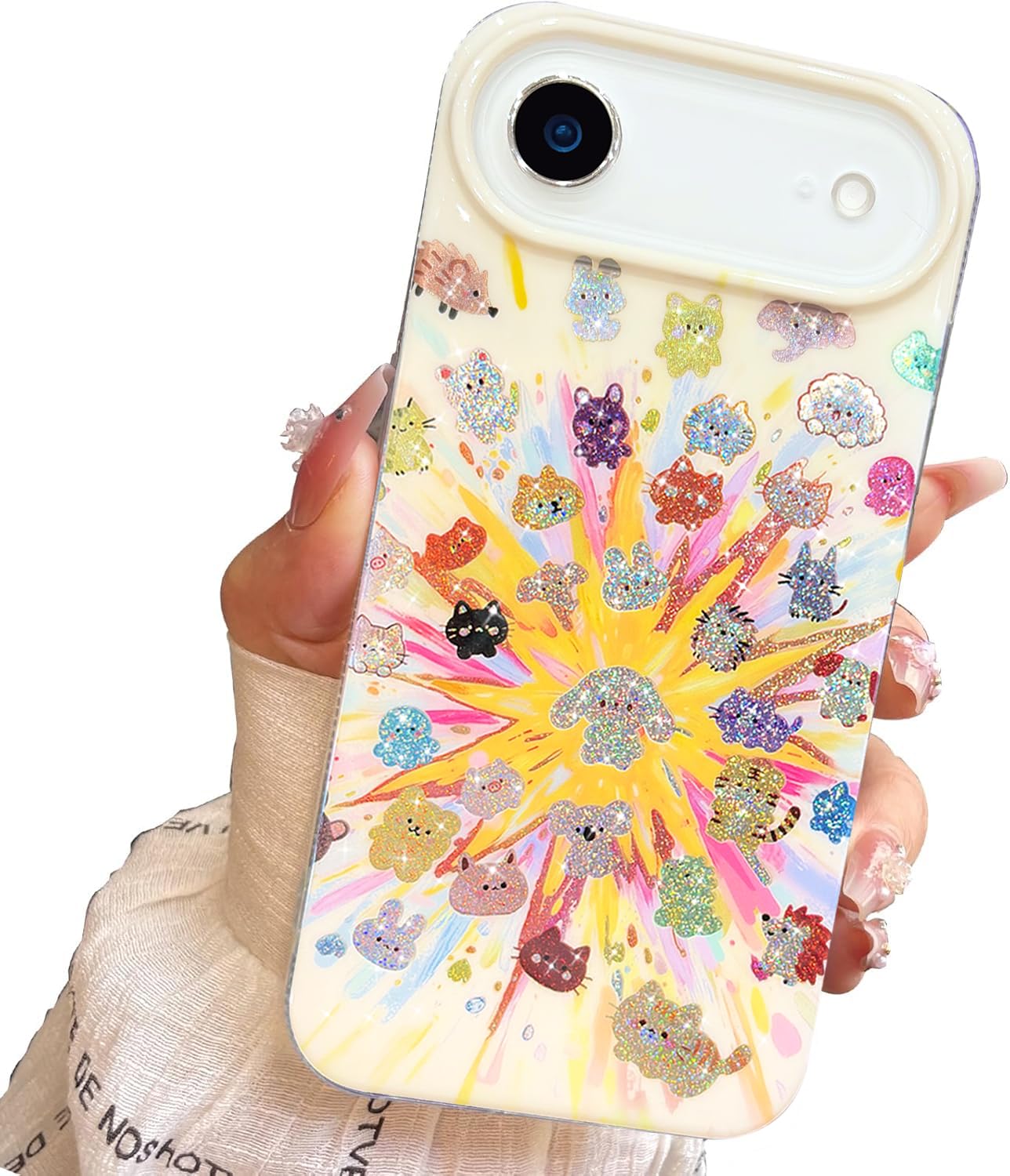 for iPhone 13 Case & iPhone 14 Case Shiny Cute cat Design,Fun Dog Soft Slim TPU Shockproof Protective Bumper Adorable Phone Cases Cover for Women Girls Aesthetic,iPhone 14/13 6.1"