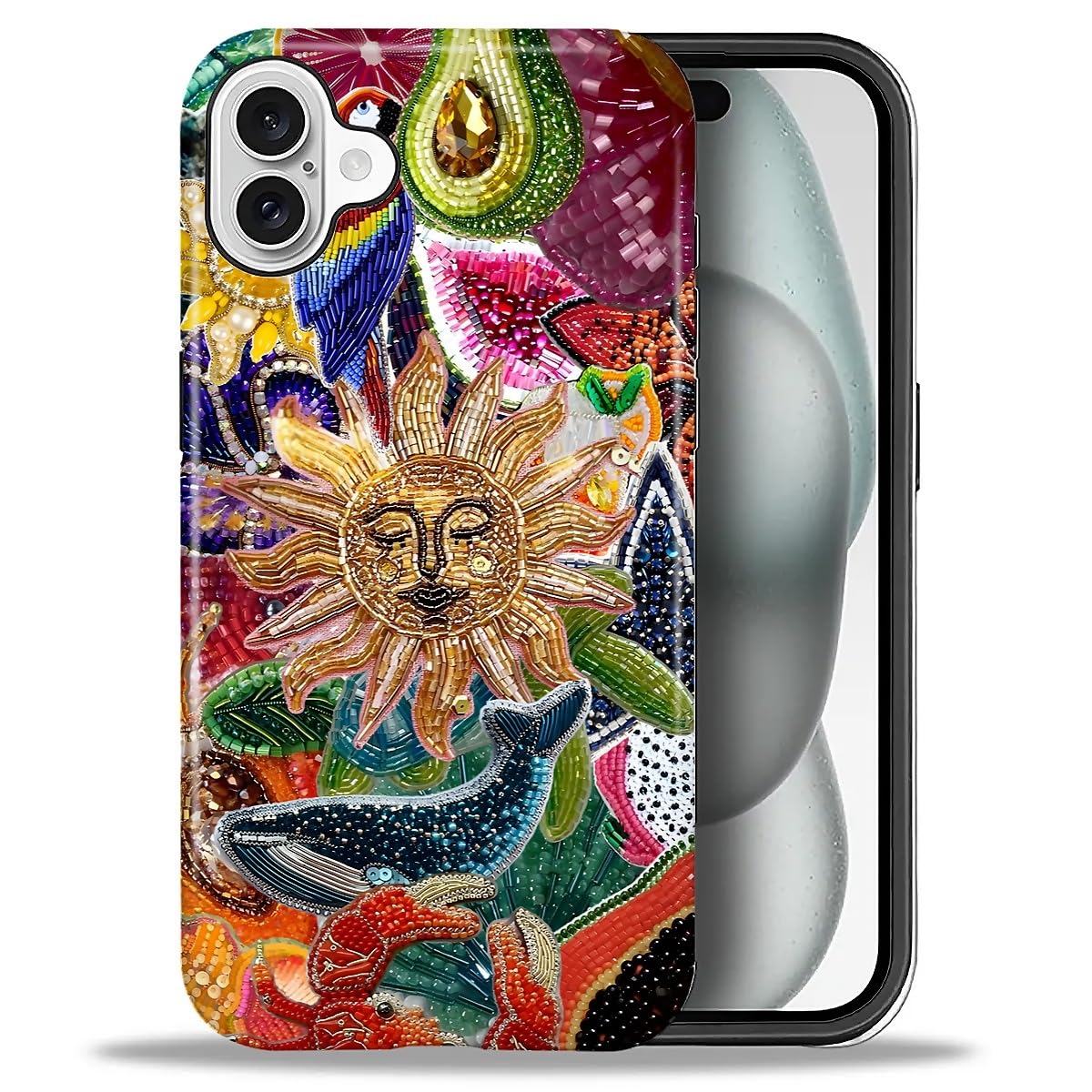 for iPhone 17 Pro Max Case,Hybrid 2-Layer Hard Shell + Silicone Protective Case -Resistant Shockproof- Ally's Dog's Cute College Summer Flower Collage