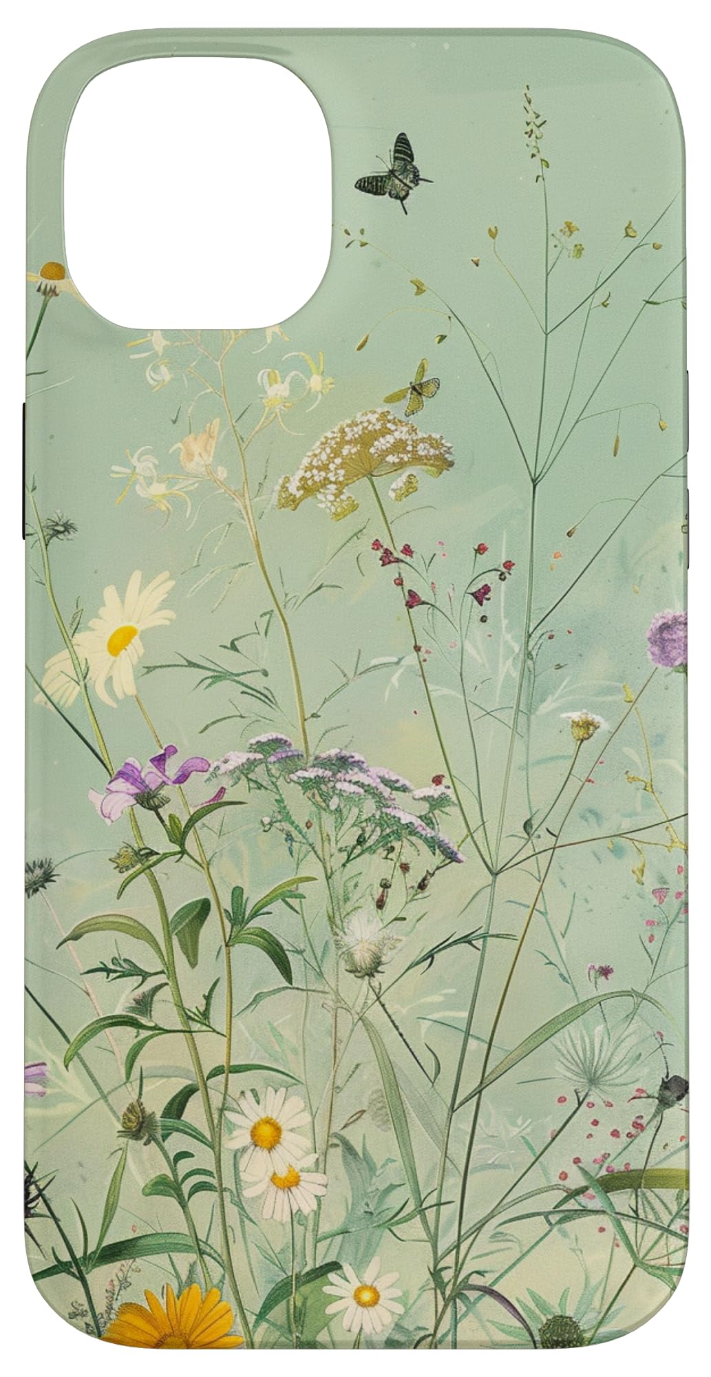 Sage Green Boho Botanical Wildflowers Plants Case for iPhone 16 Pro Max