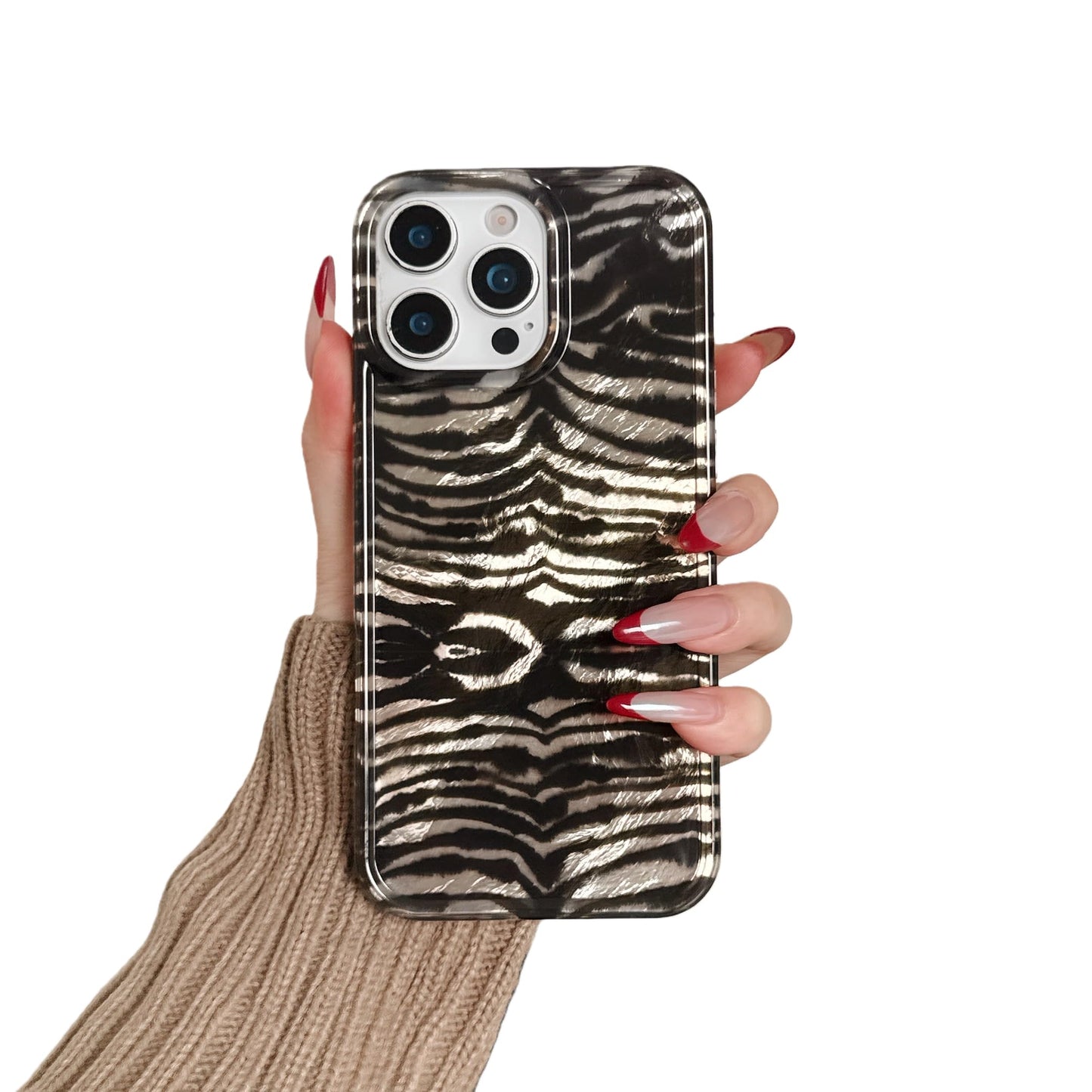 for iPhone 17 Pro Glitter Leopard Print Phone Case, Sparkly Cheetah Animal Pattern Clear Soft TPU Shockproof Protective Cover for Women Girls (Zebra Stripe, for iPhone 17 Pro)