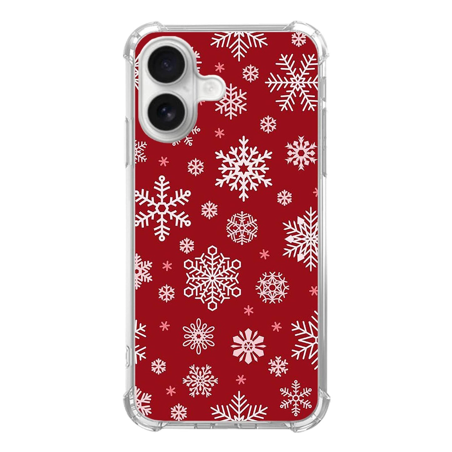 Christmas Snowflakes Pattern Phone Case Compatible with iPhone 17，Red Christmas Falling Snowflake Cool Trendy TPU Bumper Protective Cover Case for iPhone 17