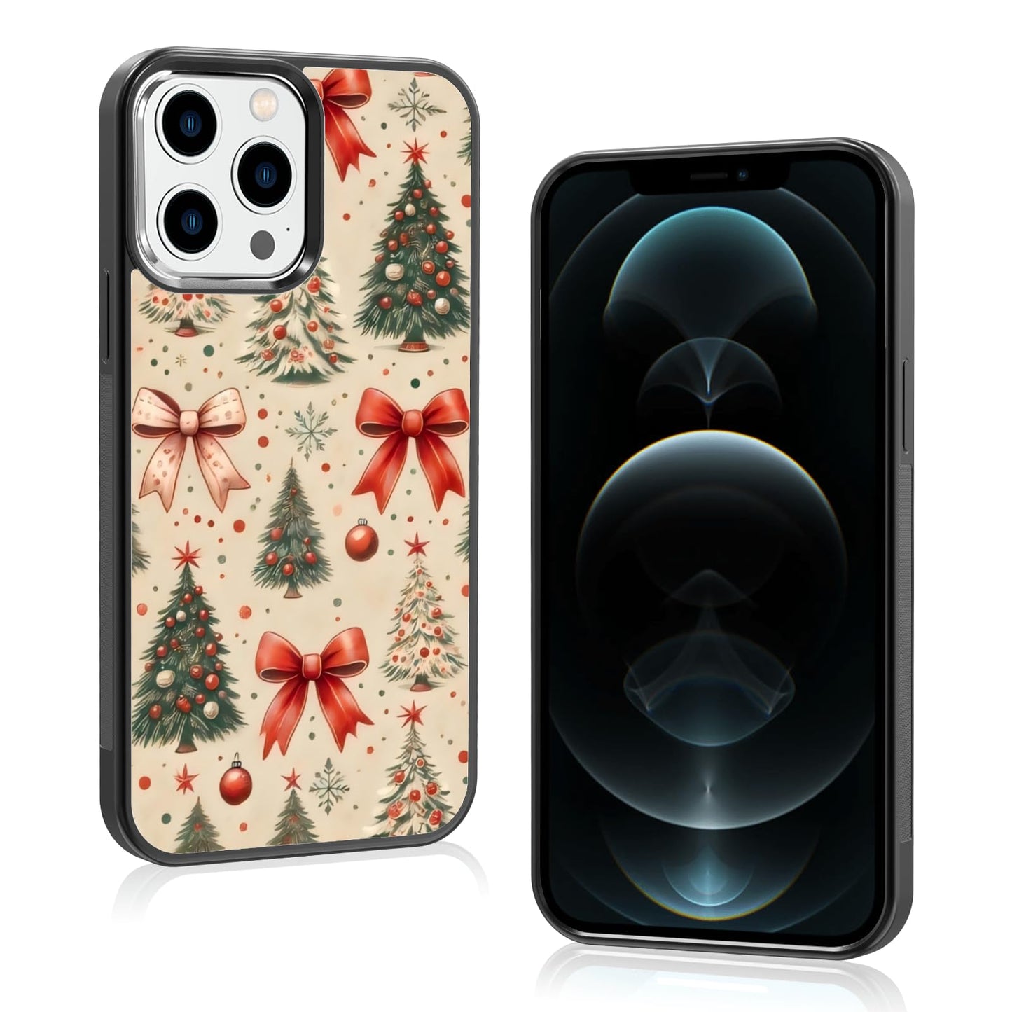 Cute Christmas Tree Bow Phone Case: Kawaii Winter Non-Slip Design Compatible with iPhone 13./14 Case for Women & Girl（14）