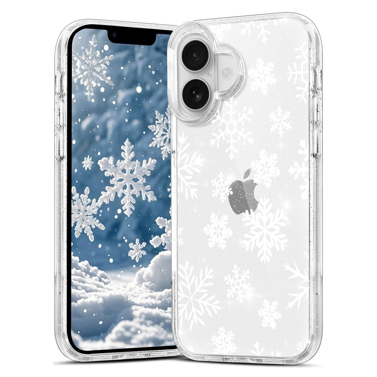 Christmas Phone Case for iPhone 13 6.1", Cute Glitter Christmas Tree Candy Snowflake Pattern, Preety Bling Sparkle Soft TPU Anti-Scratch Shockproof Protective Cover for Women Girls