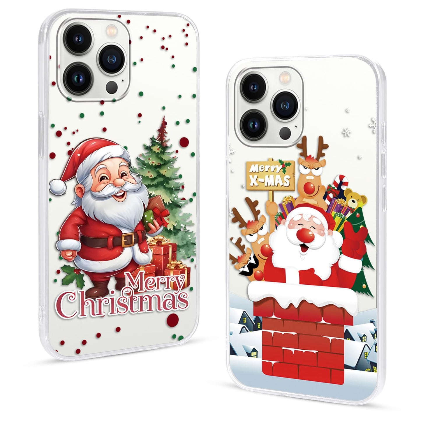 2 Pack Christmas Phone Case for iPhone 16 6.1'', Cute Christmas Tree Pattern Gifts Case with Gingerbread Canes Design Soft TPU Anti-Fall Protective Slim Shockproof Cover for Girl Women Men