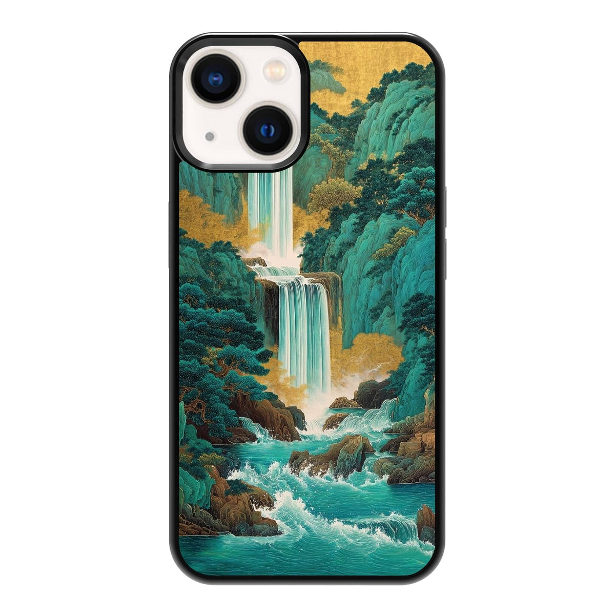 Nature Stained Glass Green Forest Tree Sunlight Phone Case, Shockproof Protective Cover for iPhone 11 12 13 14 15 16 17 Pro Max Plus Mini XR 7 8 SE