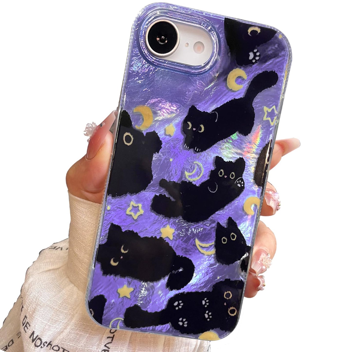 iPhone 13/14 Case, Black Cat Design, Slim Silicone Bumper Case, Wireless Charging Compatible