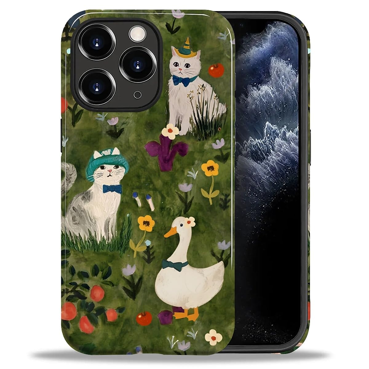 DAIZAG Case for iPhone 13 iPhone 14, Christmas Coffee Snowflake Cane Full-Body Design Hybrid Dual Protection Soft TPU + Hard PC, Shockproof Scratch-Resistant Protective Cover Phone Case for Men Women