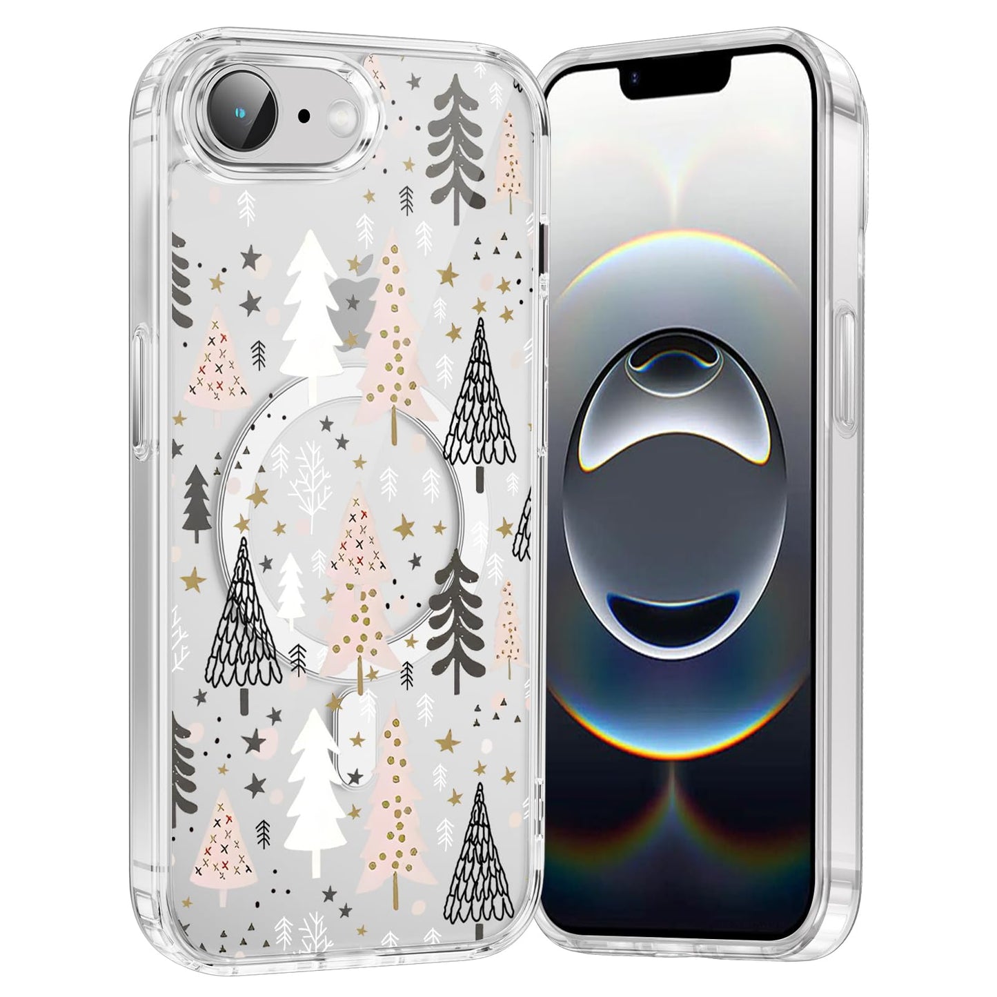 Merry Christmas Snowflake Phone Case for iPhone 13 / iPhone 14 Xmas Clear Magnetic Case 6.1", Compatible with Magsafe, Cute Winter Pattern Design Cover Shockproof Soft TPU Funda for Girl Women
