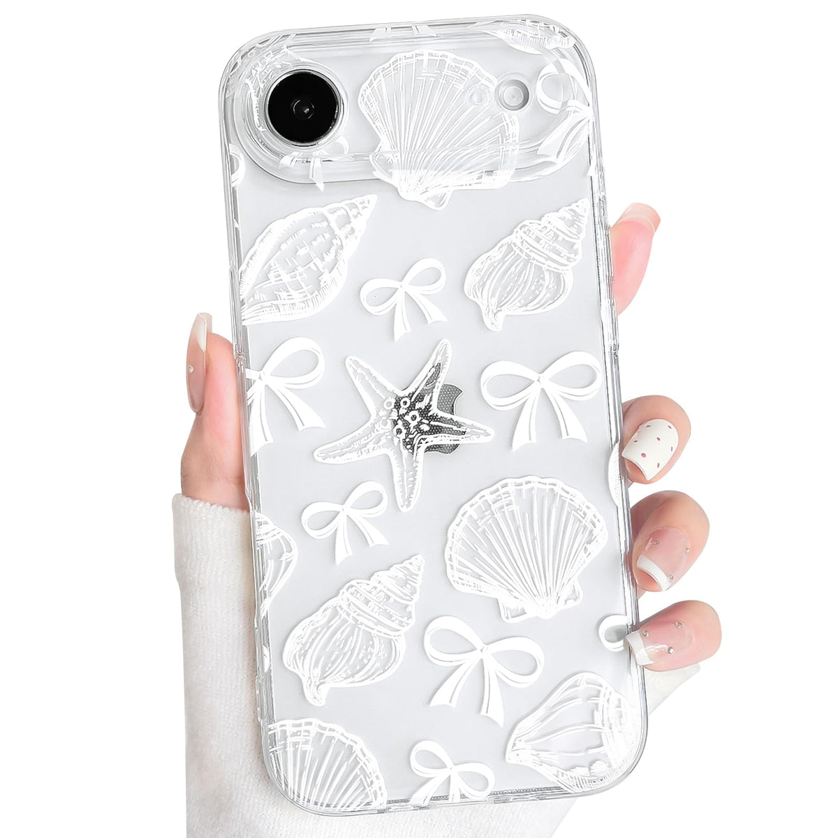 NITITOP Compatible with iPhone 15 Case Clear Sea - White Turtle | Cute, Shell whale ocean animal, For women men girls boys, Slim, Soft TPU, Shockproof