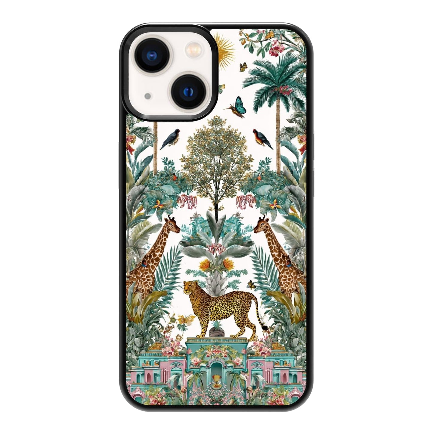 Elegant Forest Green Botanical Leaf and Plant Illustration Phone Case, Shockproof Protective Cover for iPhone 11 12 13 14 15 16 17 Pro Max Plus Mini XR 7 8 SE
