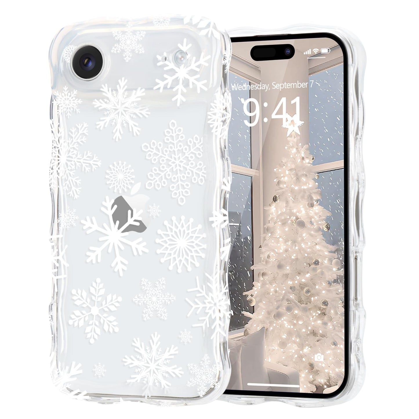 Christmas Phone Case for iPhone Air Wavy Clear Xmas,Candy Cane | Cute Curly Wavy Merry Xmas Pattern Case Clear Santa Snowman Elk Cover for Girls Kids Women Slim Protective Cover