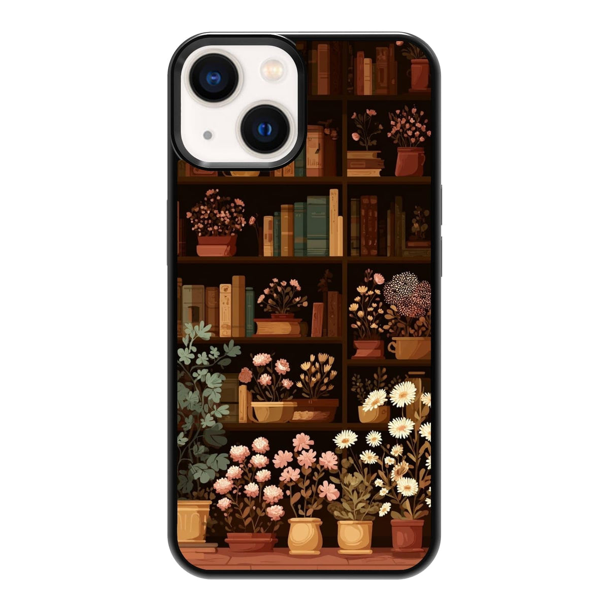 Plant Parent Bookshelf Botanical Greenery Library Phone Case, Shockproof Protective Cover for iPhone 11 12 13 14 15 16 17 Pro Max Plus Mini XR 7 8 SE