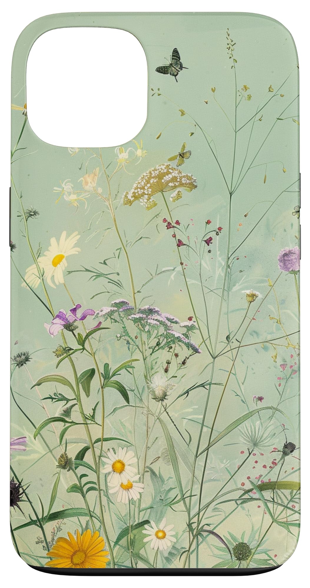 Sage Green Boho Botanical Wildflowers Plants Case for iPhone 16 Pro Max