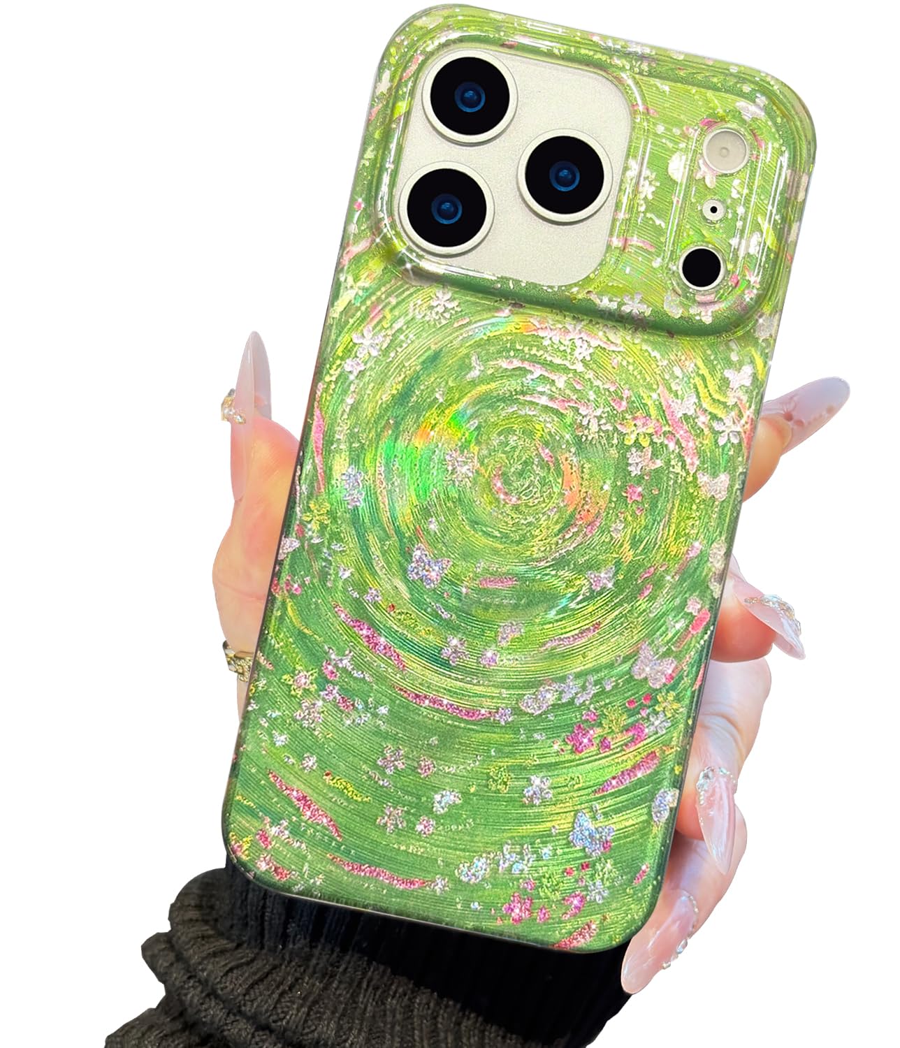 Compatible with iPhone 17 Case,with [Soft Slim][Camera Protection] Cute Fishing Cats Shiny Aesthetic Phone Cover Anti-Yellowing Shockproof Protective Cover for Women Girl