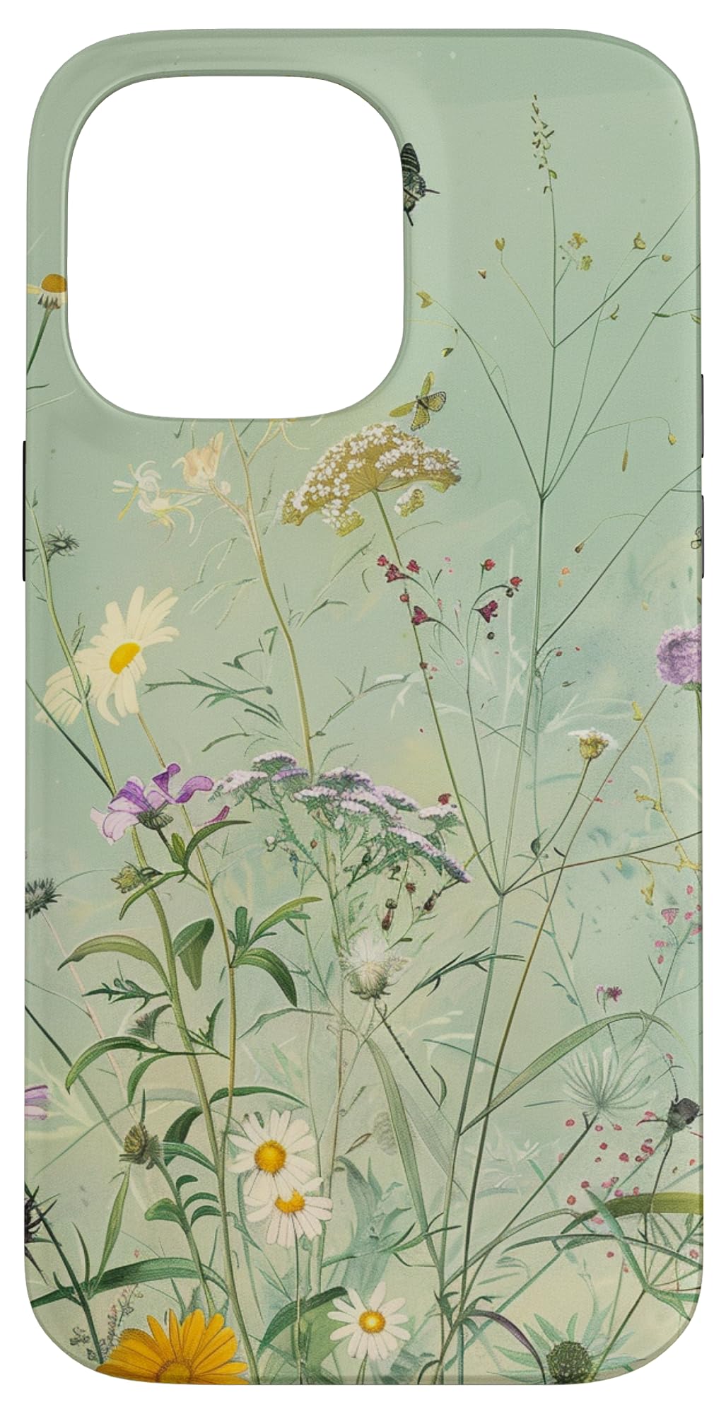Sage Green Boho Botanical Wildflowers Plants Case for iPhone 16 Pro Max