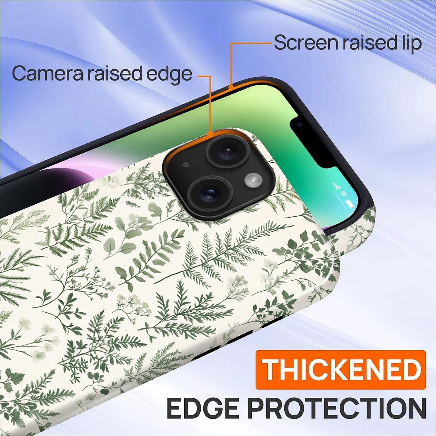 Compatible with iPhone 13 14 Case, Hybrid 2-Layer Case Shockproof Anti-Scratch for Girl Women Boy Men, Plant Collection for iPhone 13 14