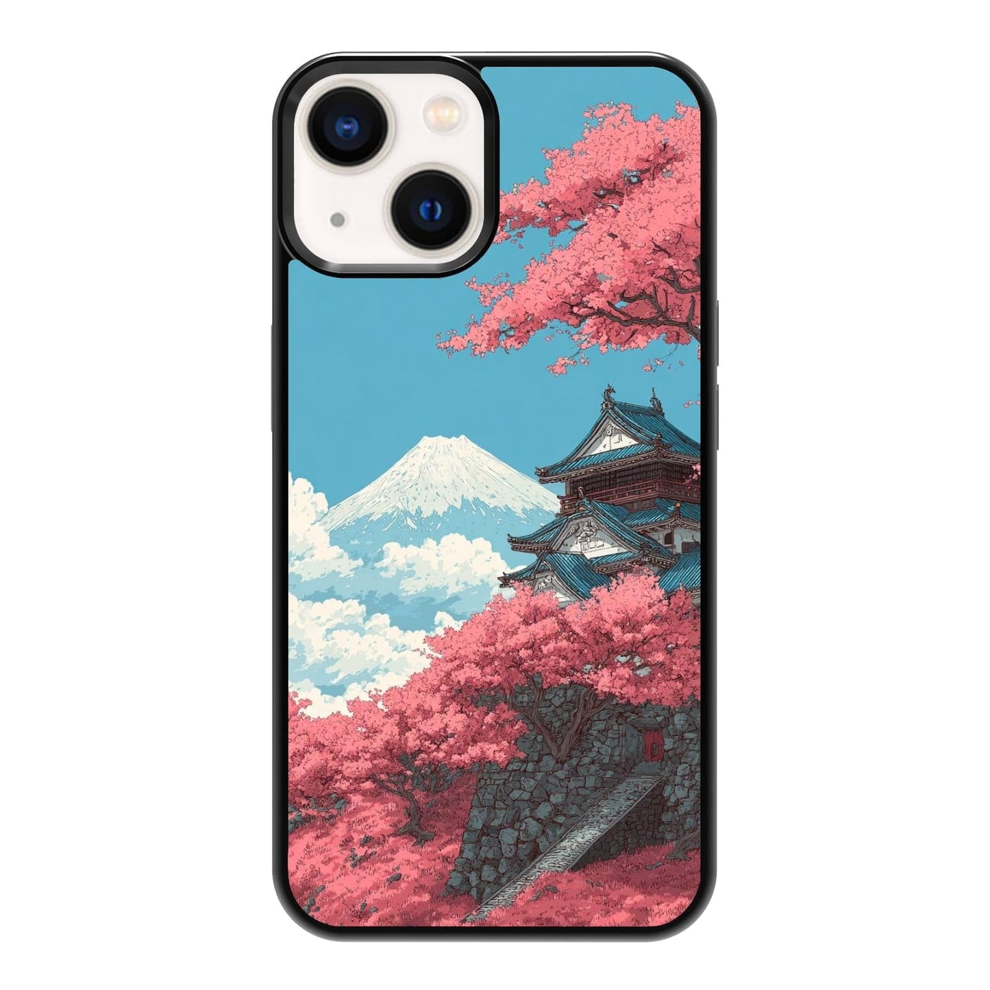 Dark Botanical Wildflower Forest Green Leaf White Blossom Nature Art Phone Case, Shockproof Protective Cover for iPhone 11 12 13 14 15 16 17 Pro Max Plus Mini XR 7 8 SE