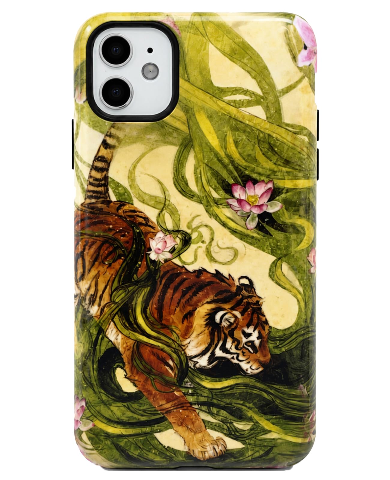 for iPhone 17 Pro Case Cute Retro Chinese-Style Tiger Phone Case Made of Hard PC Material, It Provides Full Protection with A Glossy Finish for Women (Green, iPhone 17 Pro)