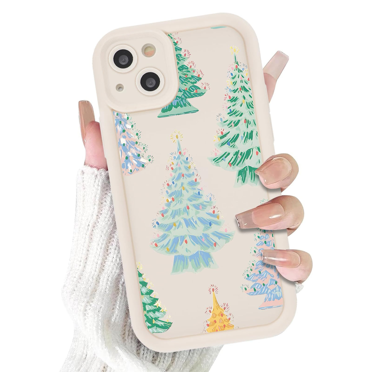 Christmas Phone Case for iPhone 14 6.1", Cute Christmas Tree Gingerbread Man Snowflake Pattern Gifts Case, Pink Aesthetic Protective Shockproof Silicone Cover for Women Girls Men -Pink Snowflakes