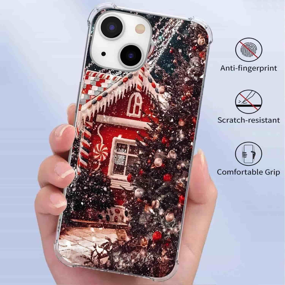 Winter Wonderland Christmas Case for iPhone 15,Snowfall Christmas Cottage, Trendy Cool Soft TPU Bumper Cover for iPhone 15