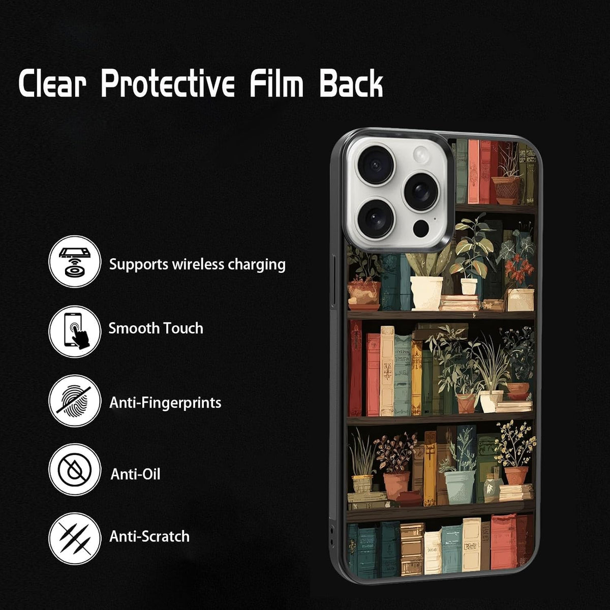 Plant Parent Bookshelf Botanical Greenery Library Phone Case, Shockproof Protective Cover for iPhone 11 12 13 14 15 16 17 Pro Max Plus Mini XR 7 8 SE