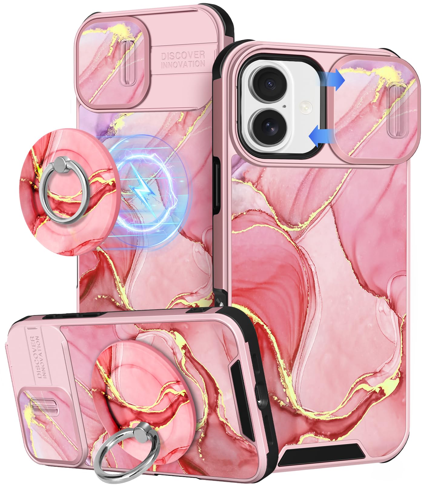 Buleens for iPhone 17 Pro Max Case 6.9 Inch - with Ring Stand & Camera Cover Aesthetic Cute Designed for Women Girls Girly Cartoon Kawaii Dogs Phone Case for iPhone 17 Pro Max Compatible with Magsafe