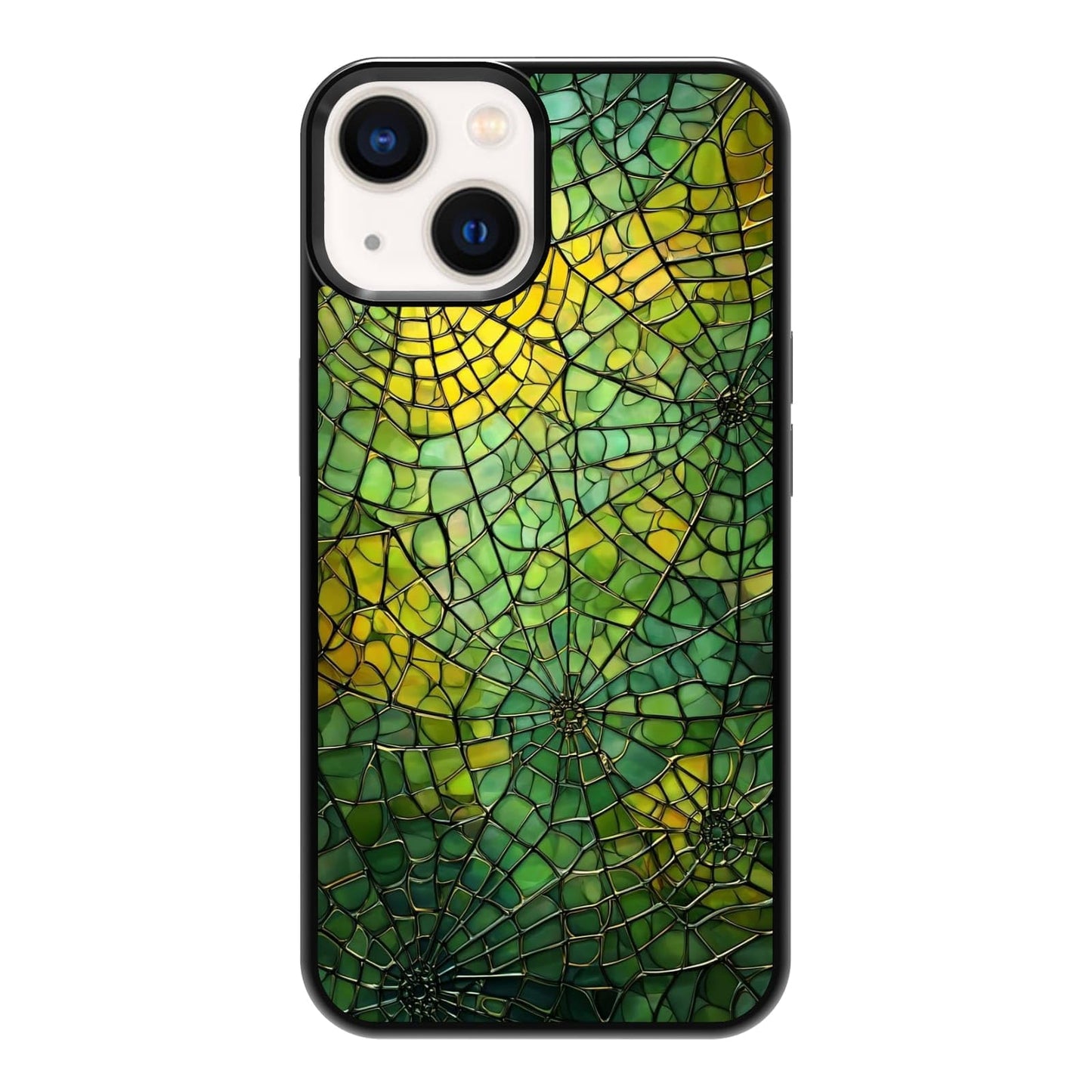 Nature Stained Glass Green Forest Tree Sunlight Phone Case, Shockproof Protective Cover for iPhone 11 12 13 14 15 16 17 Pro Max Plus Mini XR 7 8 SE