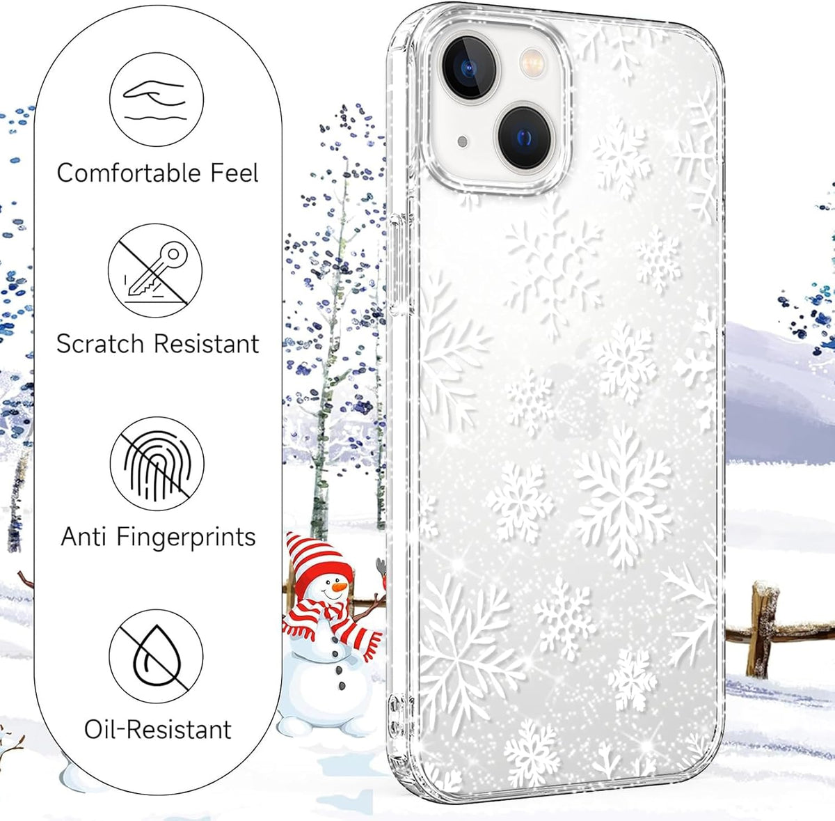 Christmas Phone Case for iPhone 13 6.1", Cute Glitter Christmas Tree Candy Snowflake Pattern, Preety Bling Sparkle Soft TPU Anti-Scratch Shockproof Protective Cover for Women Girls