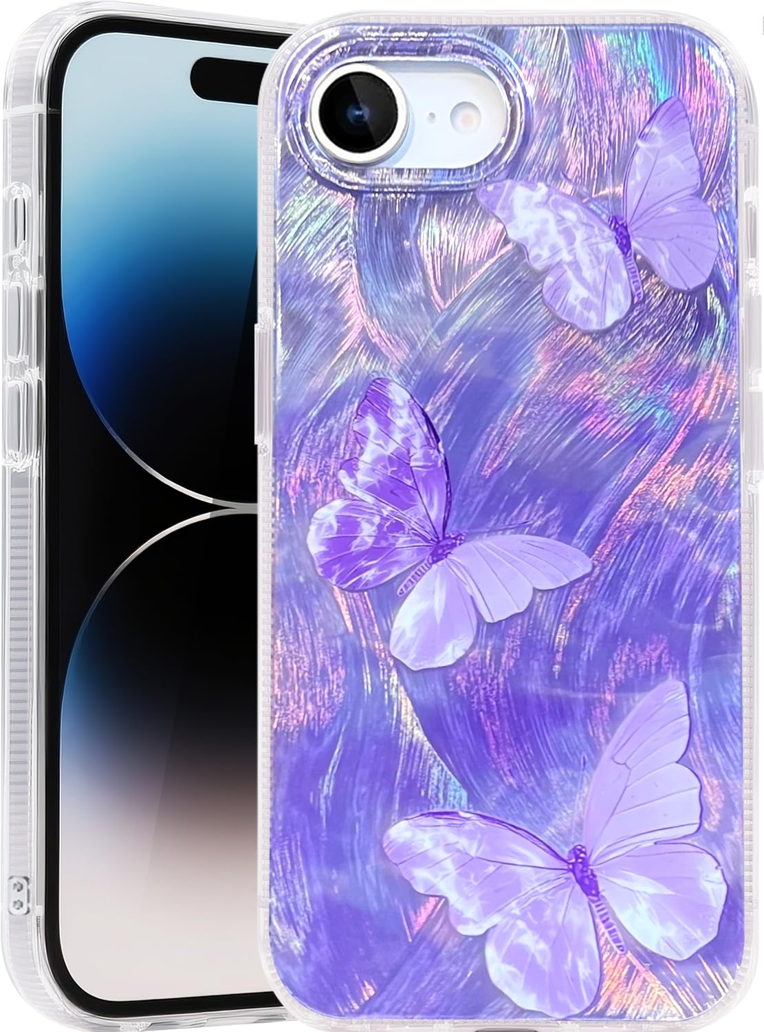 Compatible with iPhone 17 Case,with [Soft Slim][Camera Protection] Cute Fishing Cats Shiny Aesthetic Phone Cover Anti-Yellowing Shockproof Protective Cover for Women Girl