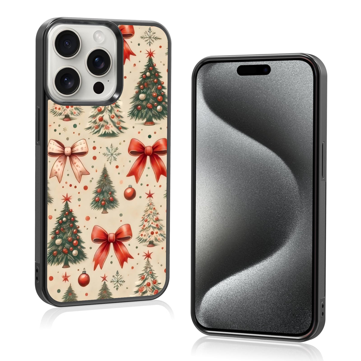 Cute Christmas Tree Bow Phone Case: Kawaii Winter Non-Slip Design Compatible with iPhone 13./14 Case for Women & Girl（14）