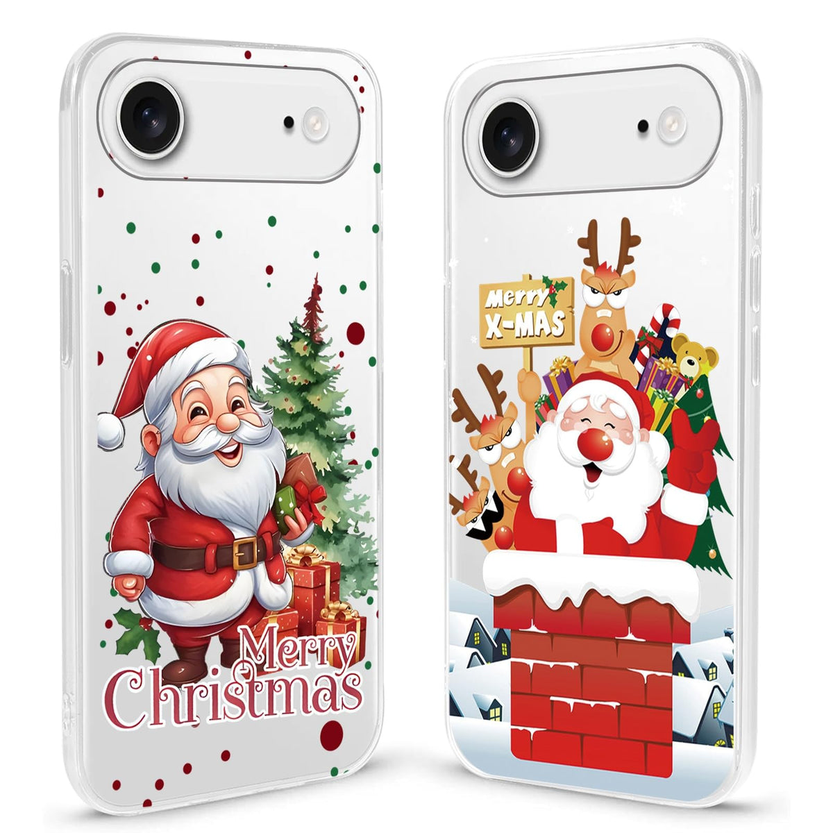 2 Pack Christmas Phone Case for iPhone 16 6.1'', Cute Christmas Tree Pattern Gifts Case with Gingerbread Canes Design Soft TPU Anti-Fall Protective Slim Shockproof Cover for Girl Women Men