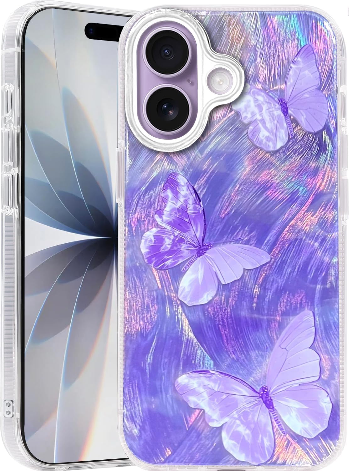 Compatible with iPhone 17 Case,with [Soft Slim][Camera Protection] Cute Fishing Cats Shiny Aesthetic Phone Cover Anti-Yellowing Shockproof Protective Cover for Women Girl