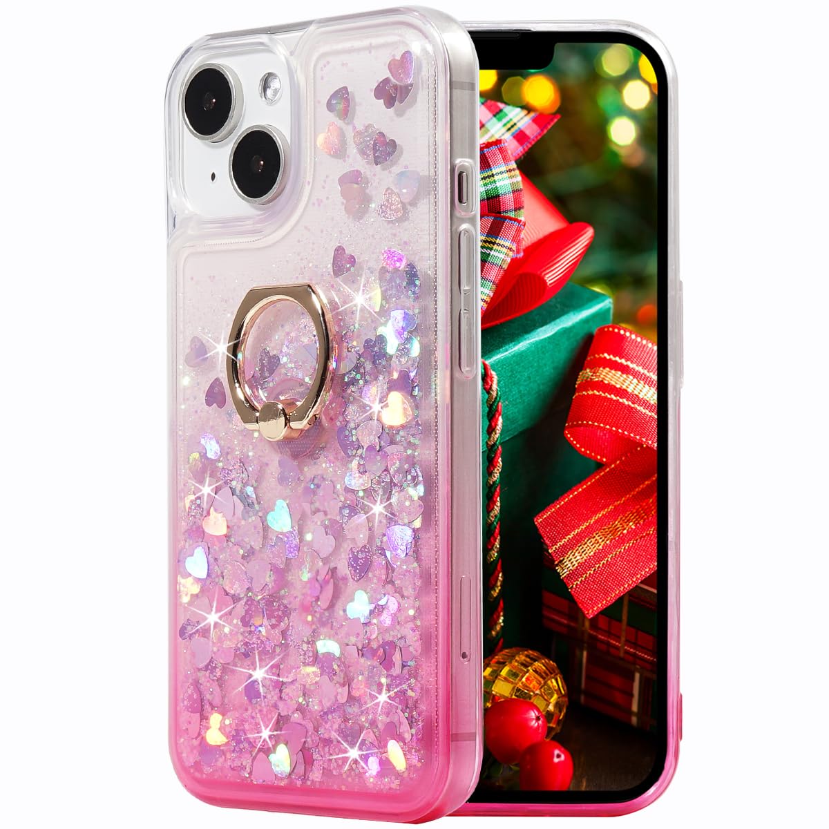 Glitter Christmas Case Compatible with iPhone 15 Glitter Case Christmas Tree Clear Soft TPU Rubber Bumper Girly Women Cute Liquid Holiday Case for iPhone 15 6.1‘’(Christmas Tree)