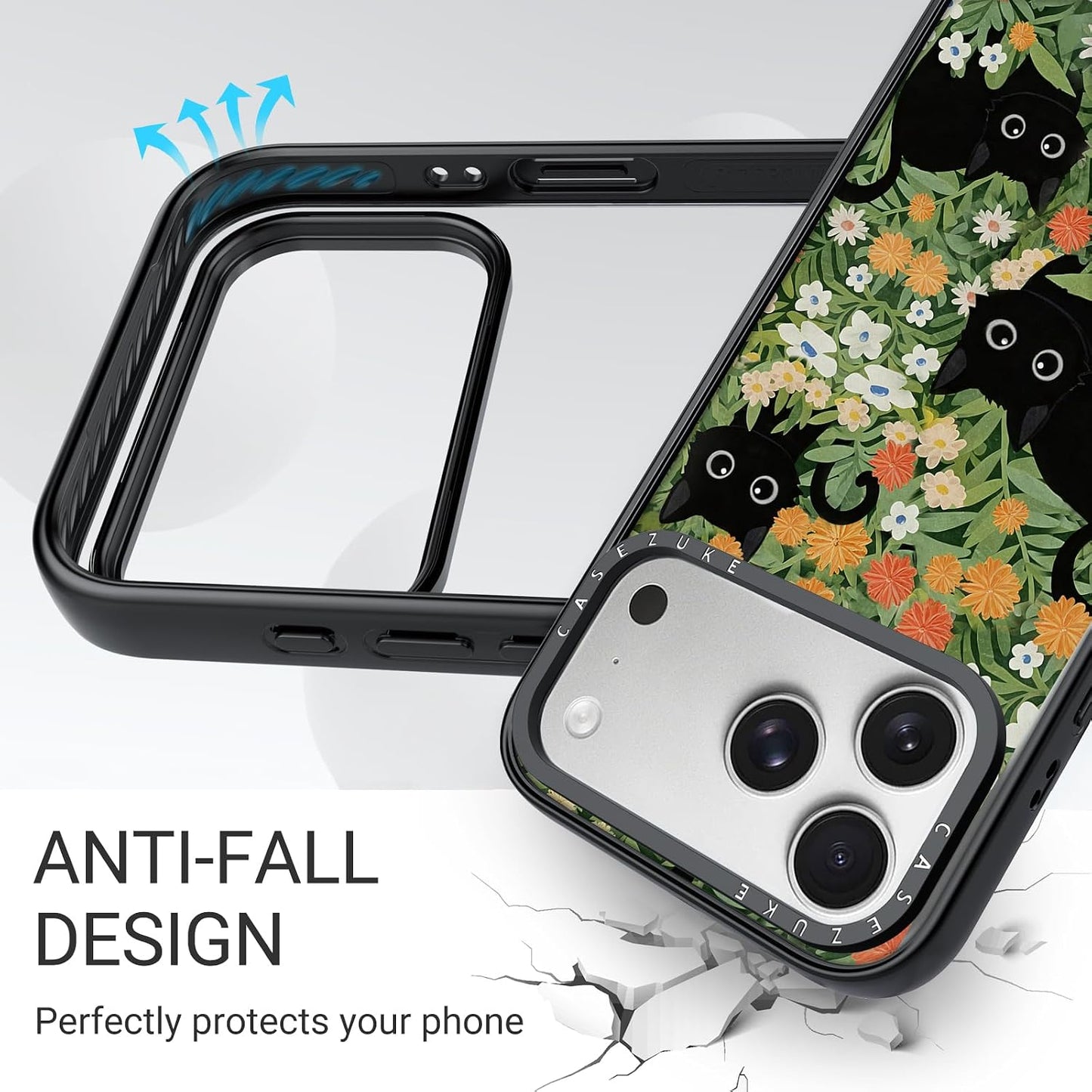 Clear TPU Phone Case Cover for iPhone with Design, Drop Protection, Cute Case for Girl Women (Cat2, iPhone 17 Pro Max)