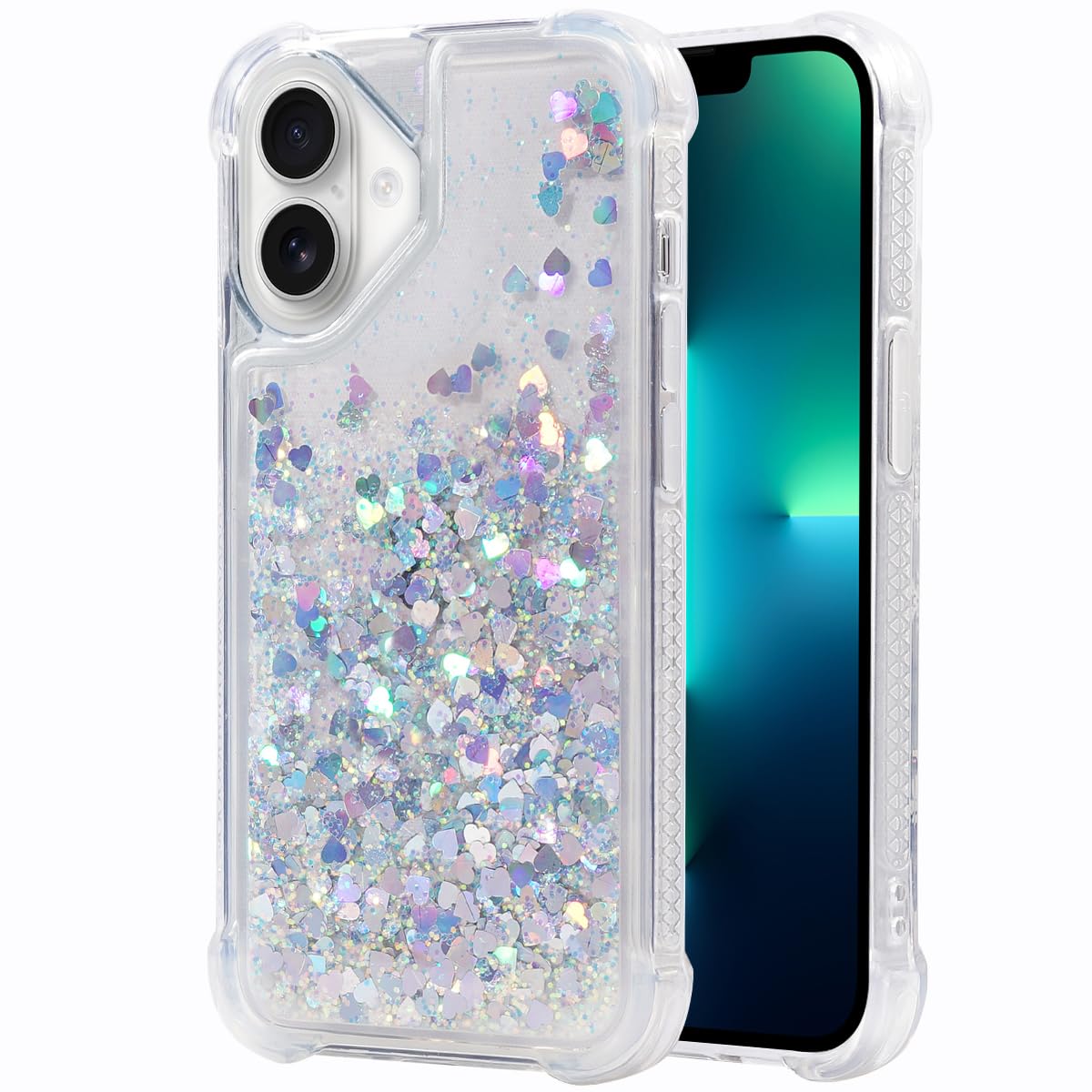 Glitter Christmas Case Compatible with iPhone 16 Bling Sparkle Floating Liquid Luxury Fashion Girly Women Cute Holiday Case for iPhone 16 (Christmas Tree)