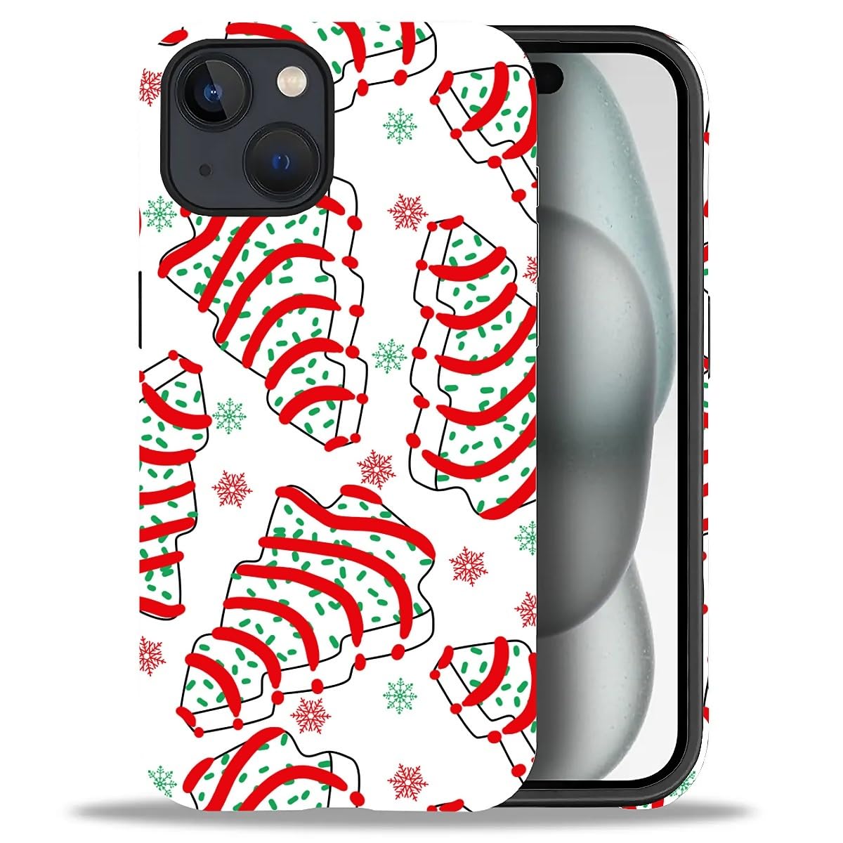Case for iPhone 17,Drop Protection Hybrid 2-Layer Hard Phone Cover-Vintage Christmas Stamps Collage