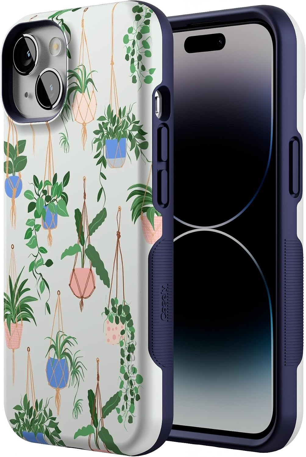 Casely iPhone 14 Case | Hanging Around | Potted Plants Floral | Bold Protective Design | Compatible with MagSafe