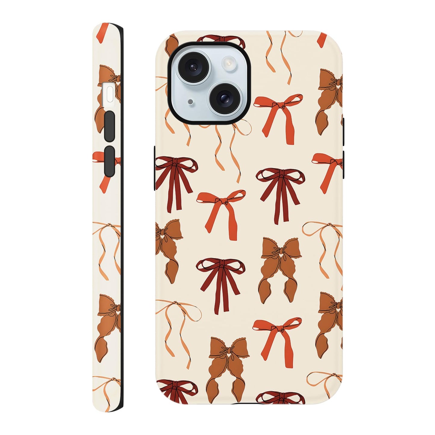 Cute Christmas Bow Phone Case for iPhone 12/12 Pro Case 6.1", Red Green Aesthetic Coquette Preppy Ribbon Bowknot Pattern Design Cover Shockproof Soft TPU Hard PC Protection Girls Women Funda