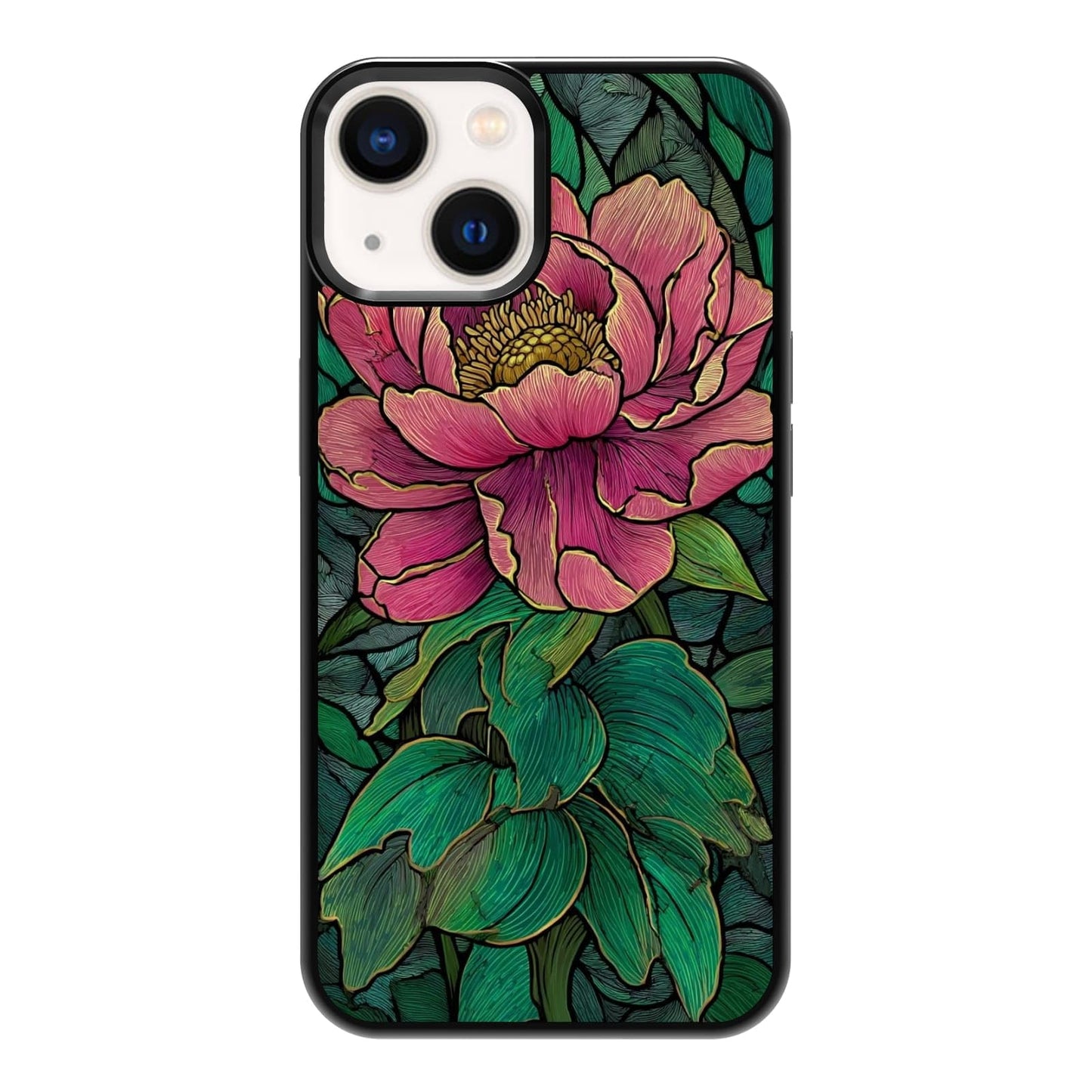 Dark Botanical Wildflower Forest Green Leaf White Blossom Nature Art Phone Case, Shockproof Protective Cover for iPhone 11 12 13 14 15 16 17 Pro Max Plus Mini XR 7 8 SE
