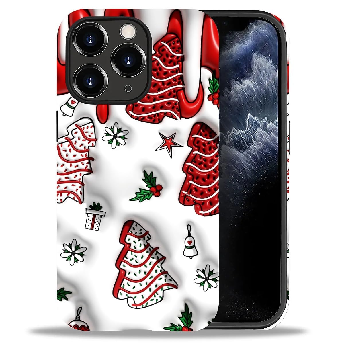 Case for iPhone 17,Drop Protection Hybrid 2-Layer Hard Phone Cover-Vintage Christmas Stamps Collage