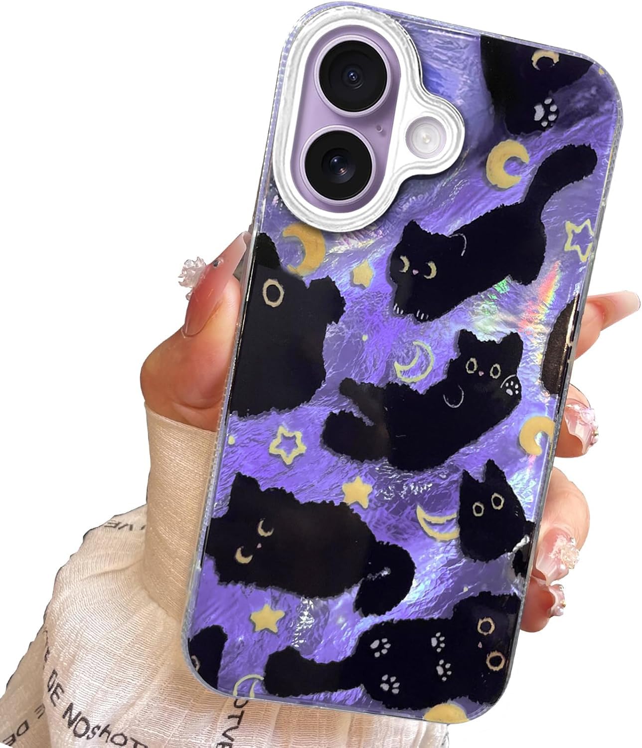 iPhone 13/14 Case, Black Cat Design, Slim Silicone Bumper Case, Wireless Charging Compatible