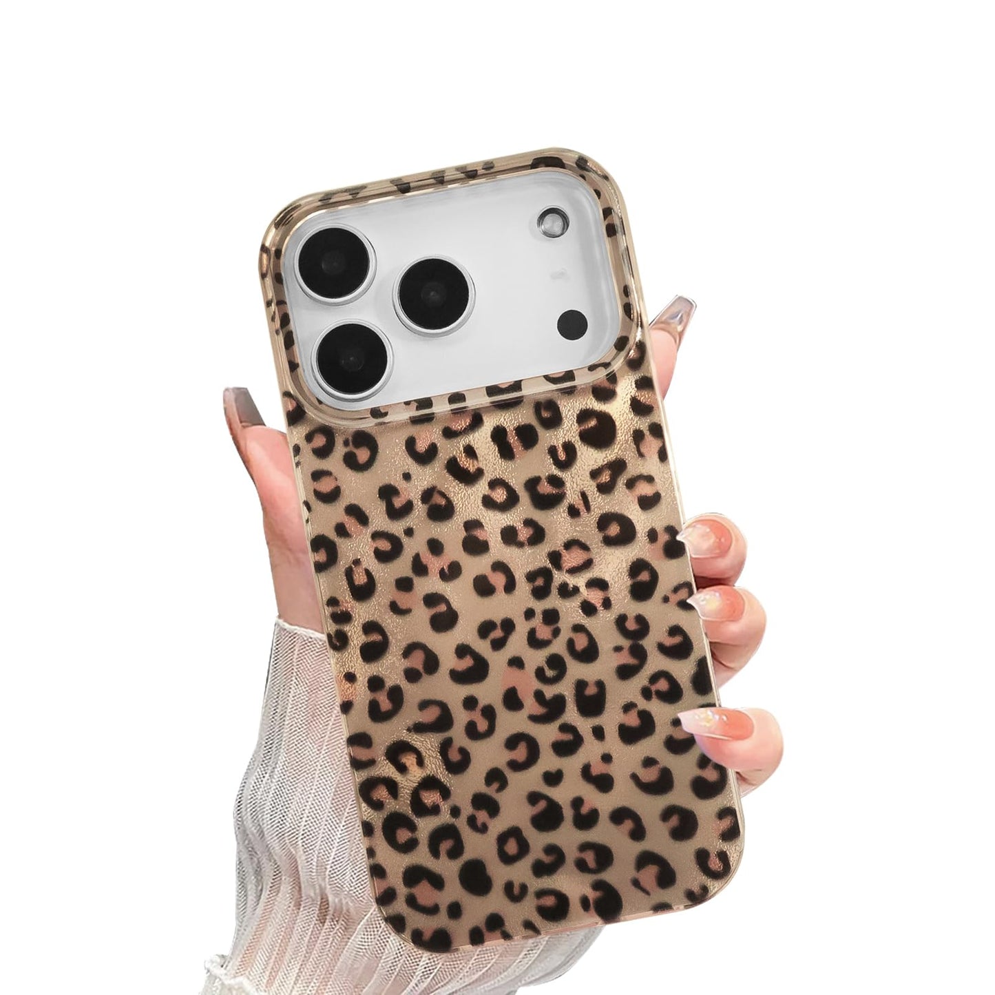 inewateri Compatible for iPhone 16 Pro Max Case with Cute Cheetah Leopard Print Retro Aesthetics Design Soft Slim TPU Shockproof Protective Bumper Glitter Shiny Phone Cover-Blue