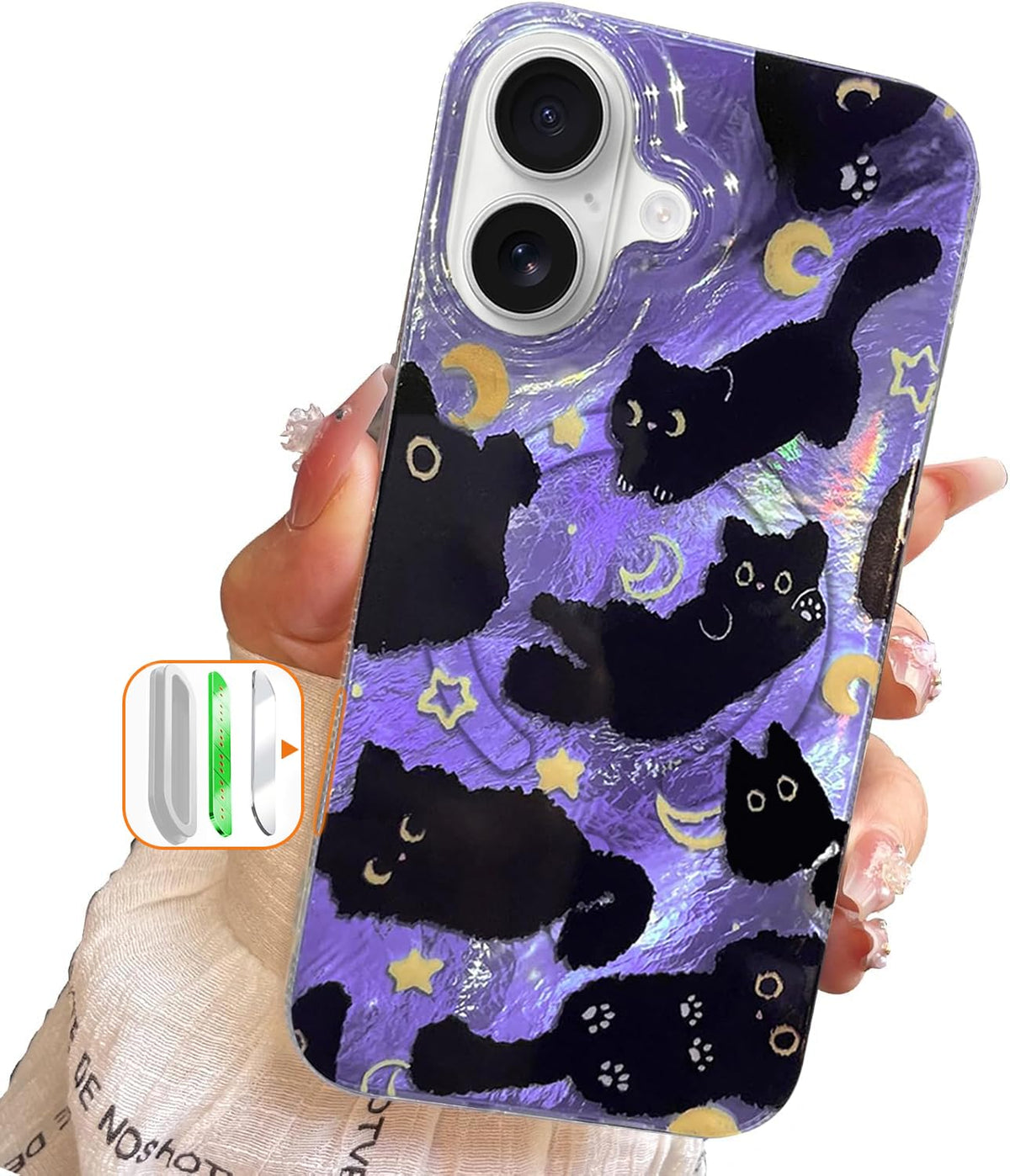 iPhone 13/14 Case, Black Cat Design, Slim Silicone Bumper Case, Wireless Charging Compatible