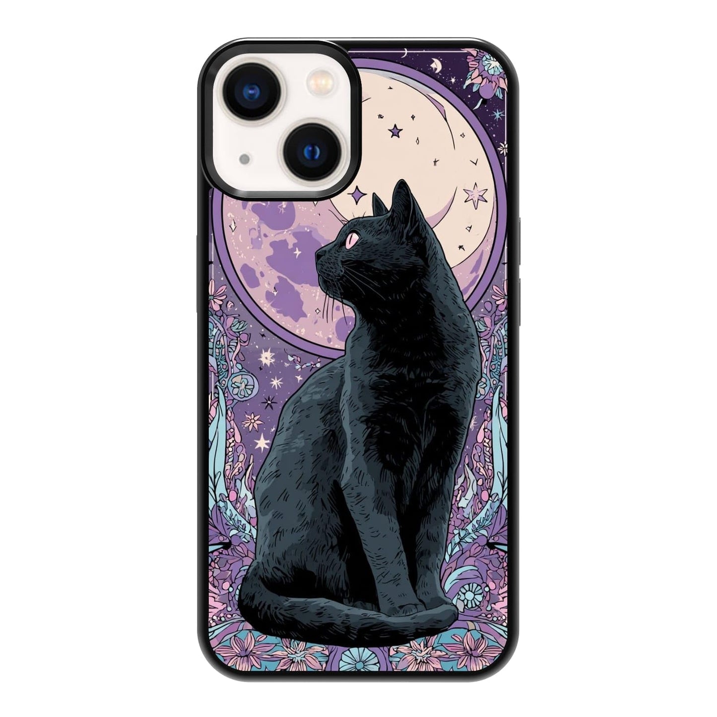 Black Cat Indoor Jungle Potted Plants Bookshelf Dark Green Botanical Urban Forest Phone Case, Shockproof Protective Cover for iPhone 11 12 13 14 15 16 17 Pro Max Plus Mini XR 7 8 SE
