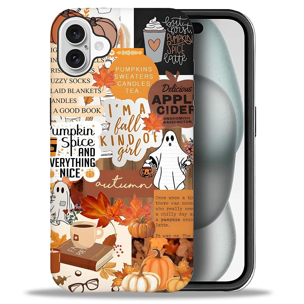 Case for iPhone 17,Drop Protection Hybrid 2-Layer Hard Phone Cover-Vintage Christmas Stamps Collage