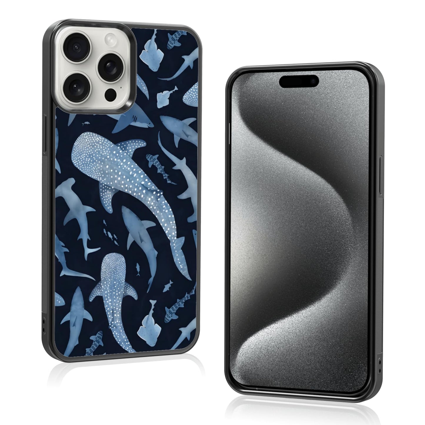 Cute Blue Shark Aesthetic Phone Case for iPhone 14 & 13 Case for Women Teen Girls Kids Girls -6.1Inch