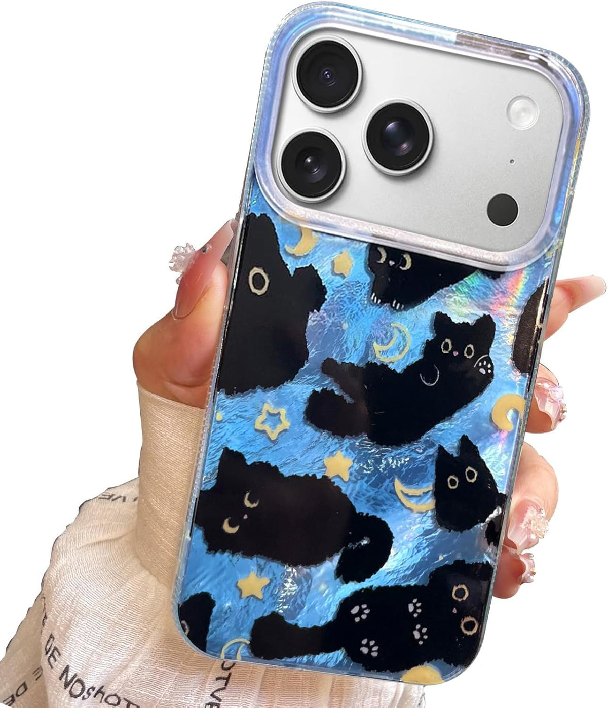 iPhone 13/14 Case, Black Cat Design, Slim Silicone Bumper Case, Wireless Charging Compatible