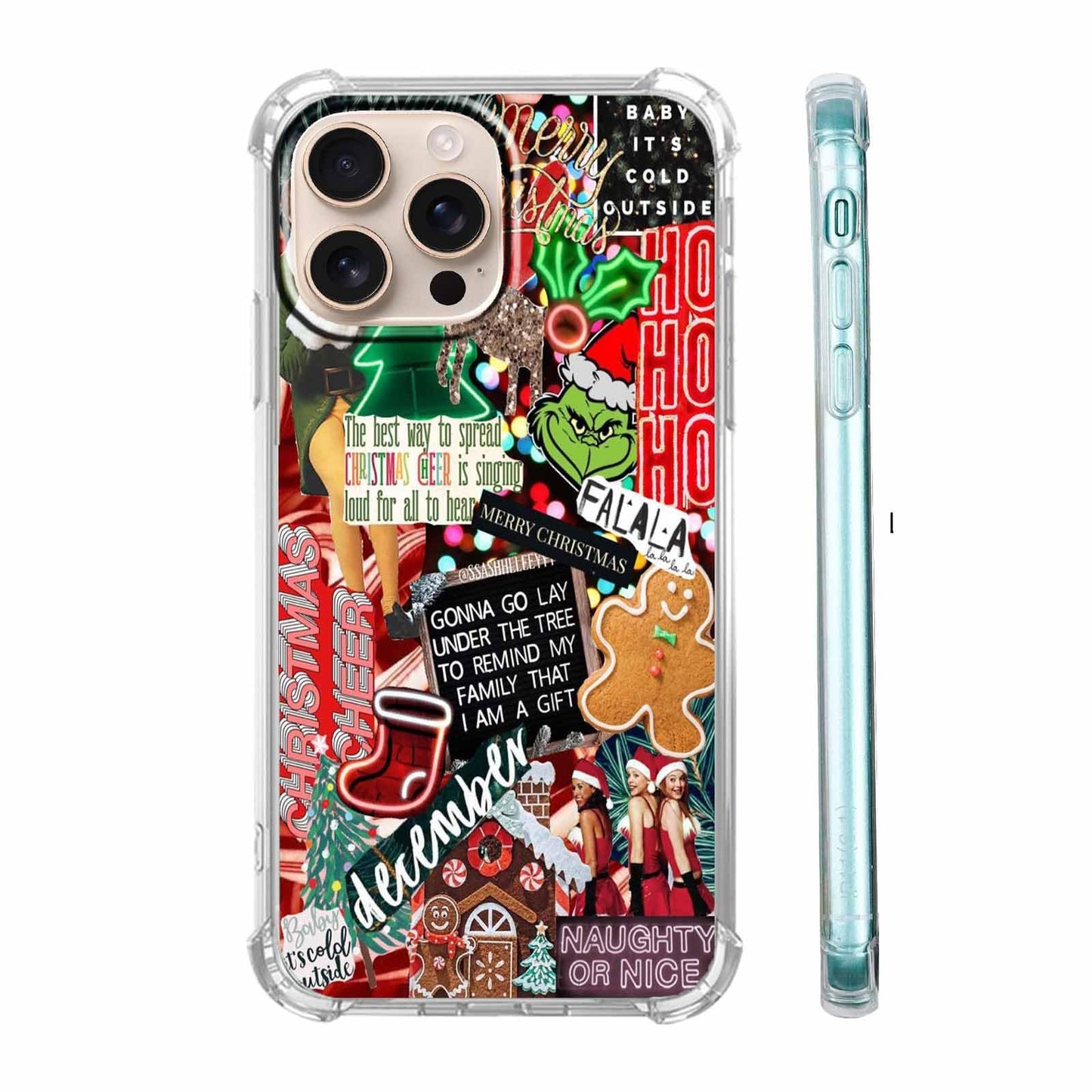 Christmas Aesthetic Case for iPhone 16,Winter Holiday Elements Collage Case for Kids,Soft TPU Bumper Case Compatible with iPhone 16,6.1"